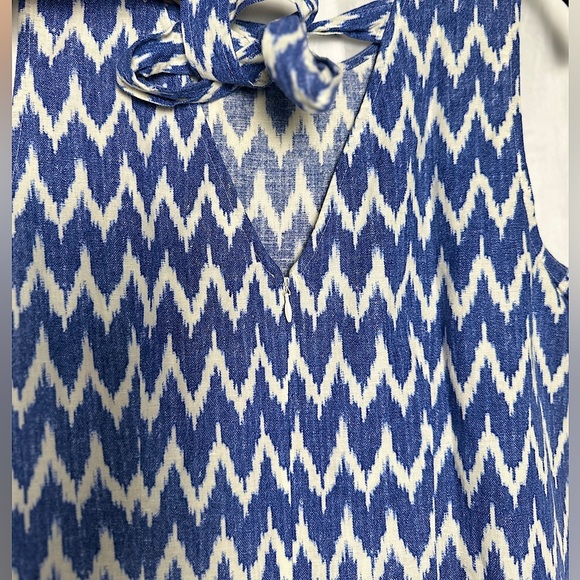 3/$20 💥 J.Crew Blue and White Linen Cotton Blend A-Line Sleeveless Dress Small - Picture 12 of 17
